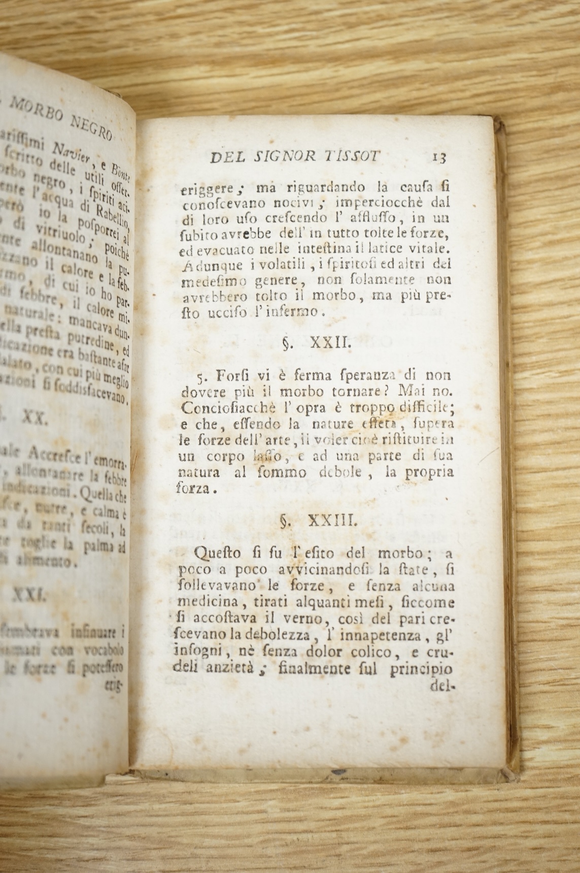 Tissot, Samuel Auguste - Del Morbo Negro Dissertazione ... Tradotta nell' Italiano Idioma. engraved title device; old vellum with red label, 12no. Naples, 1778